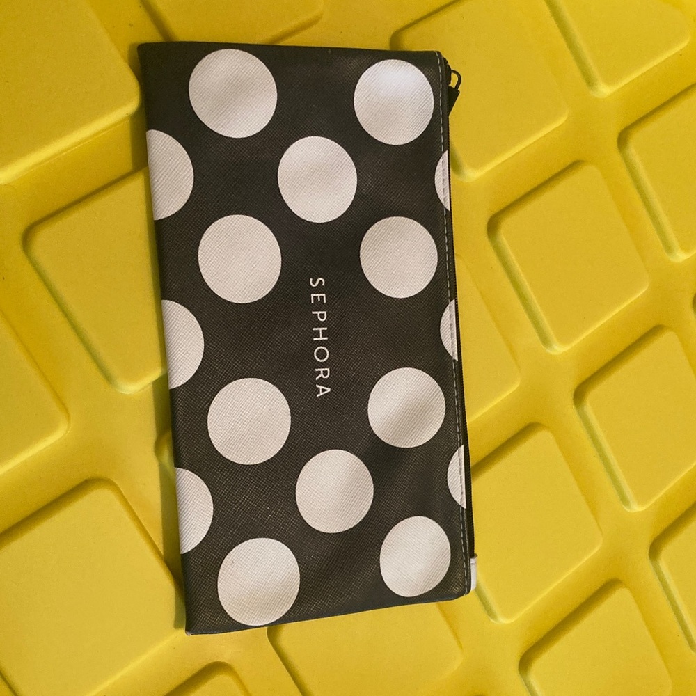 Sephora Black and White Polka Dot Zip Pouch
